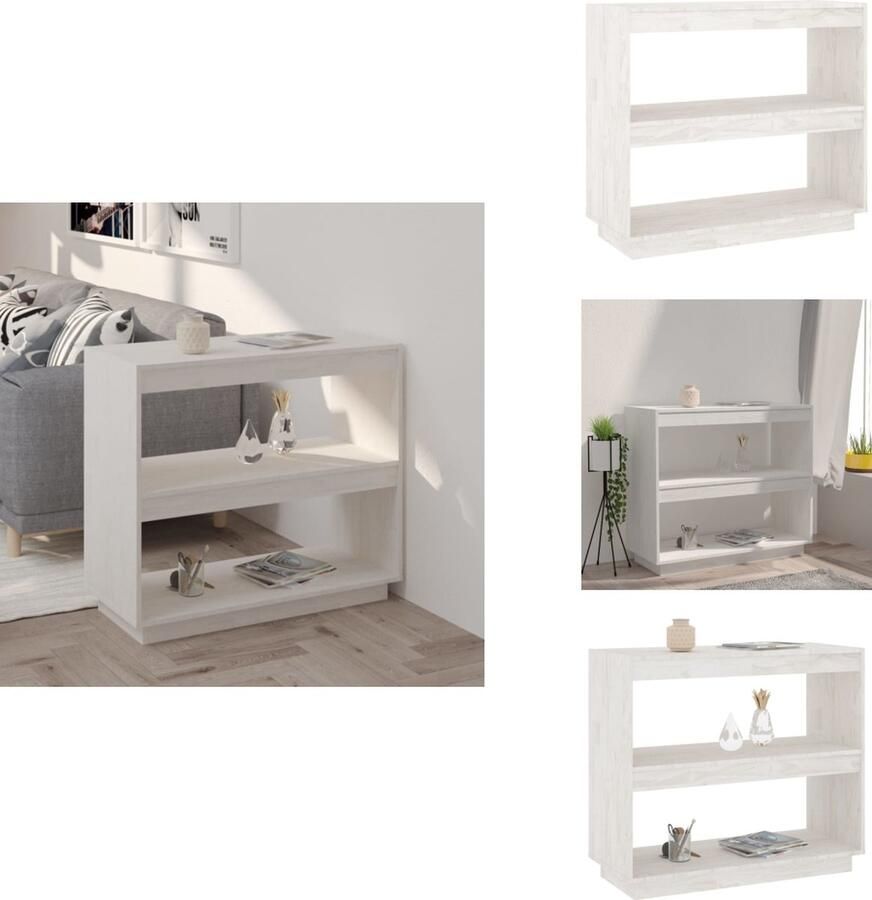 VidaXL Boekenkast Boekenkasten Houten Boekenkast Boekenschap Boekenkast 80x35x71 cm massief grenenhout wit