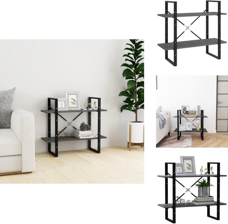 VidaXL Boekenkast Boekenkasten Houten Boekenkast Houten Boekenkasten Boekenkast met 2 schappen 80x30x70 cm massief grenenhout grijs