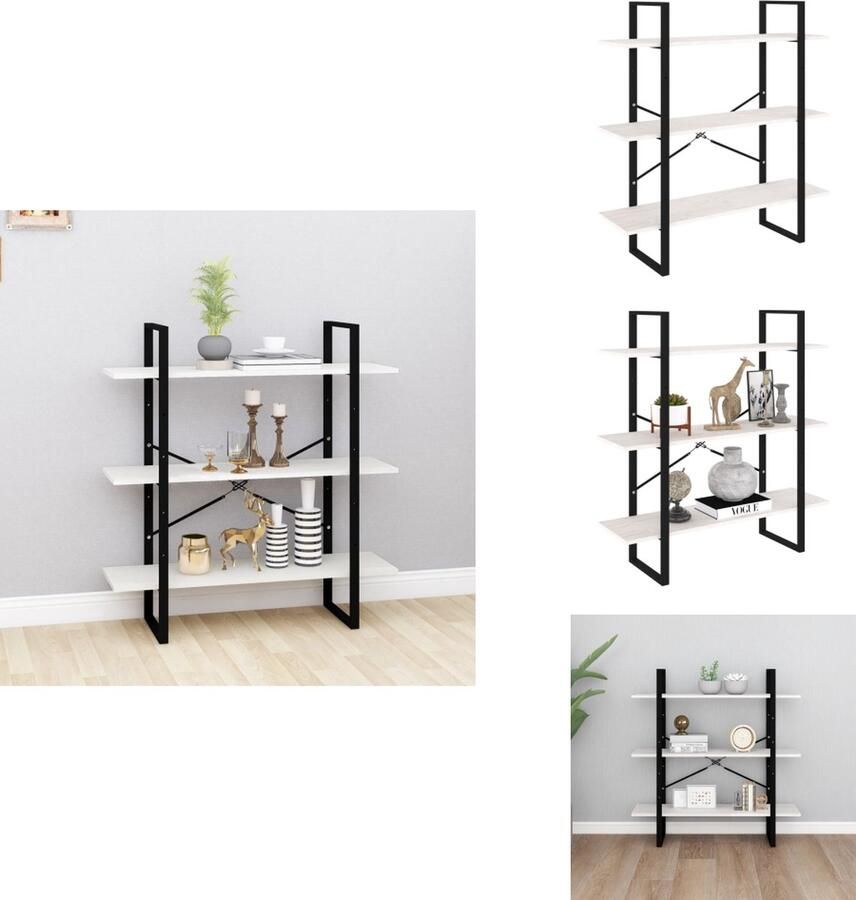 VidaXL Boekenkast Boekenkasten Houten Boekenkast Houten Boekenkasten Boekenkast met 3 schappen 100x30x105 cm massief grenenhout wit - Foto 2