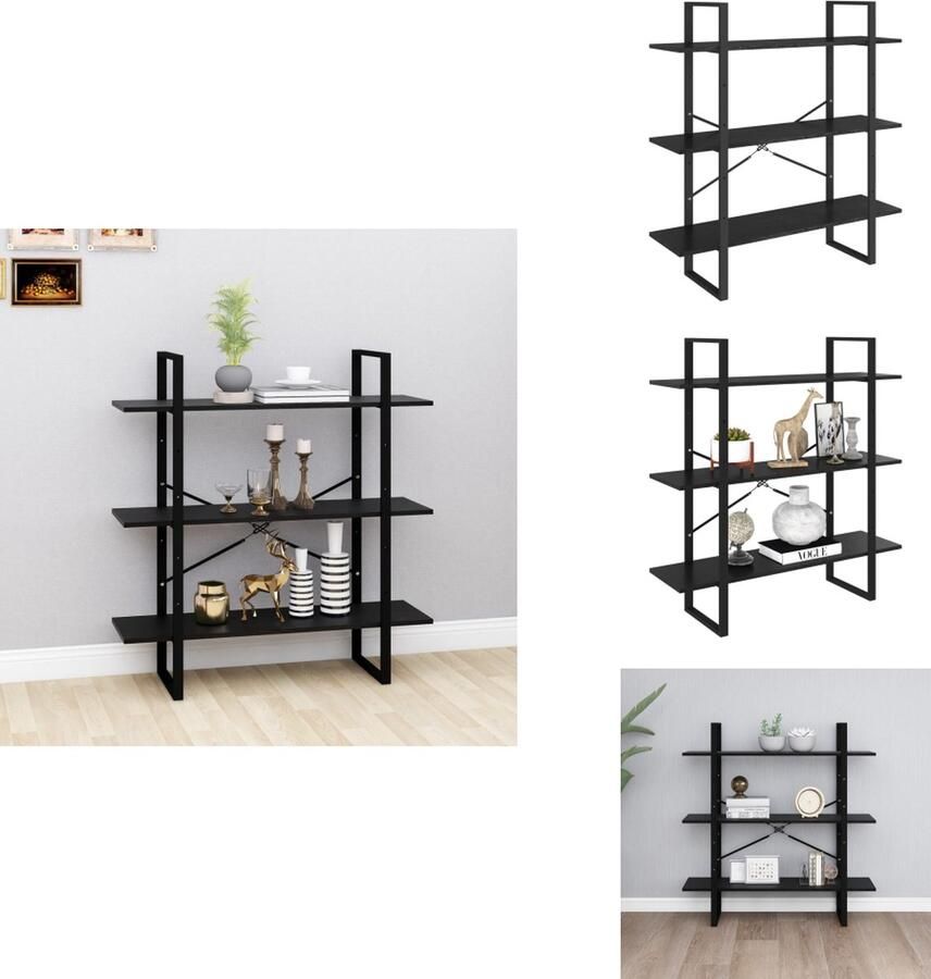 VidaXL Boekenkast Boekenkasten Houten Boekenkast Houten Boekenkasten Boekenkast met 3 schappen 100x30x105 cm grenenhout zwart