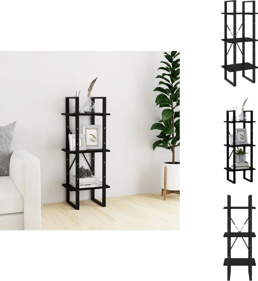 VidaXL Boekenkast Boekenkasten Houten Boekenkast Houten Boekenkasten Boekenkast met 3 schappen 40x30x105 cm massief grenenhout zwart