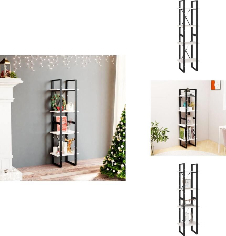 VidaXL Boekenkast Boekenkasten Houten Boekenkast Houten Boekenkasten Boekenkast met 4 schappen 40x30x140 cm massief grenenhout wit - Foto 2