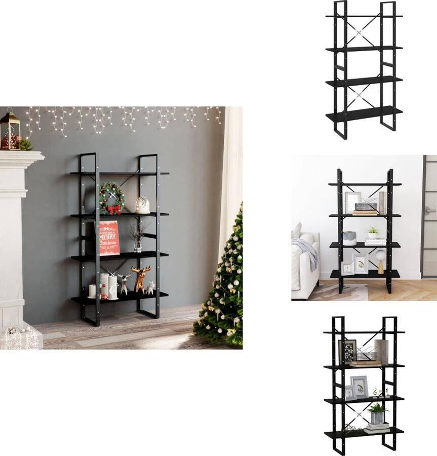 VidaXL Boekenkast Boekenkasten Houten Boekenkast Houten Boekenkasten Boekenkast met 4 schappen 80x30x140 cm massief grenenhout zwart