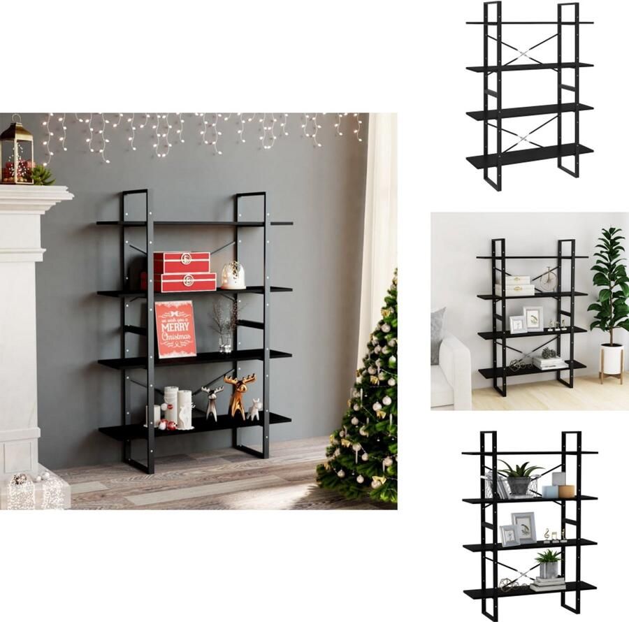 VidaXL Boekenkast Boekenkasten Houten Boekenkast Houten Boekenkasten Boekenkast met 4 schappen 100x30x140 cm grenenhout zwart