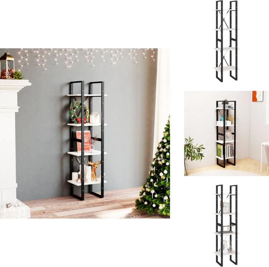 VidaXL Boekenkast Boekenkasten Houten Boekenkast Houten Boekenkasten Boekenkast met 4 schappen 40x30x140 cm massief grenenhout wit