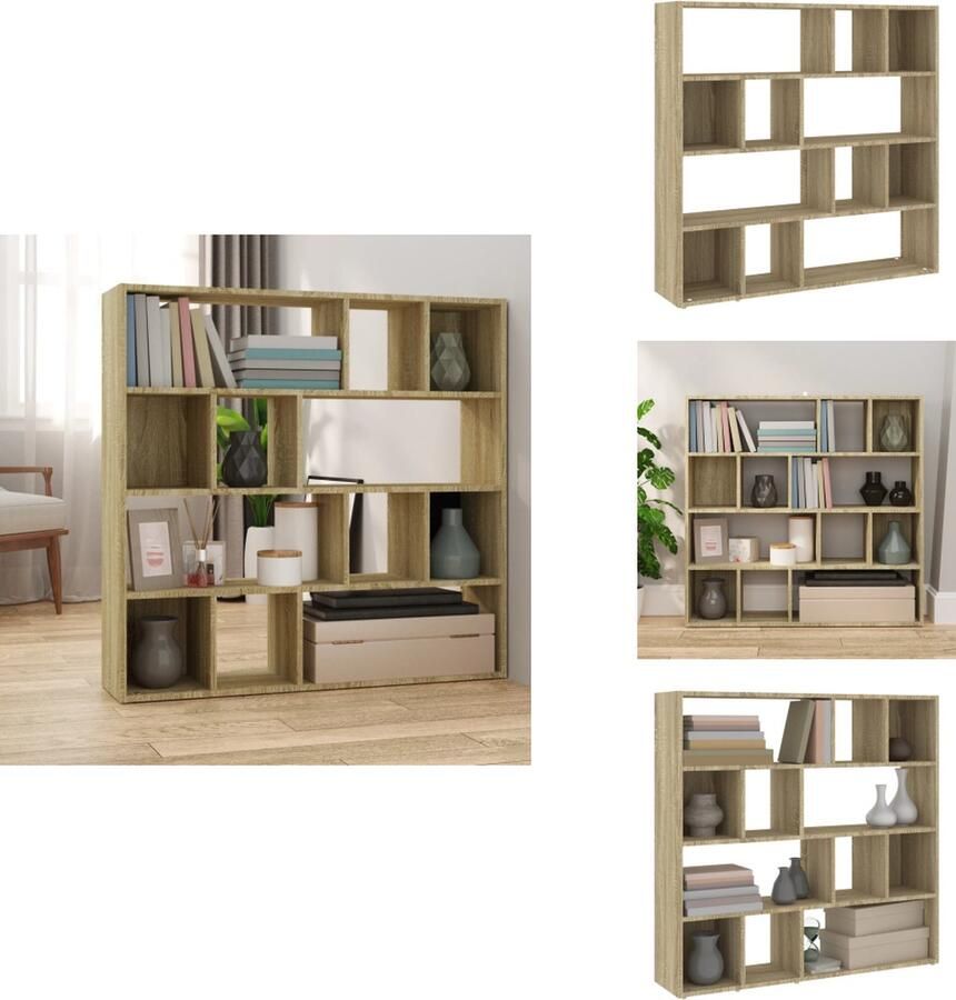 VidaXL Boekenkast Boekenkasten Houten Boekenkast Kamerscherm Boekenkast kamerscherm 105x24x102 cm sonoma eikenkleurig