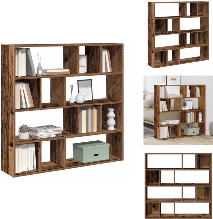 VidaXL Boekenkast Boekenkasten Houten Boekenkast Kamerscherm Boekenkast kamerscherm 105x24x102 cm oud houtkleurig