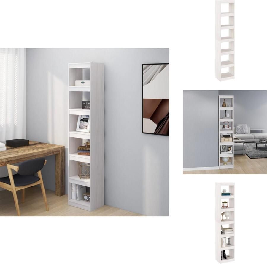 VidaXL Boekenkast Boekenkasten Houten Boekenkast Kamerscherm Boekenkast kamerscherm 40x30x199 cm massief grenenhout wit