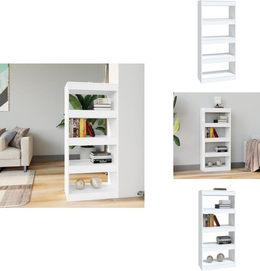 VidaXL -Boekenkast kamerscherm-60x30x135-cm-bewerkt-hout-wit - Foto 3