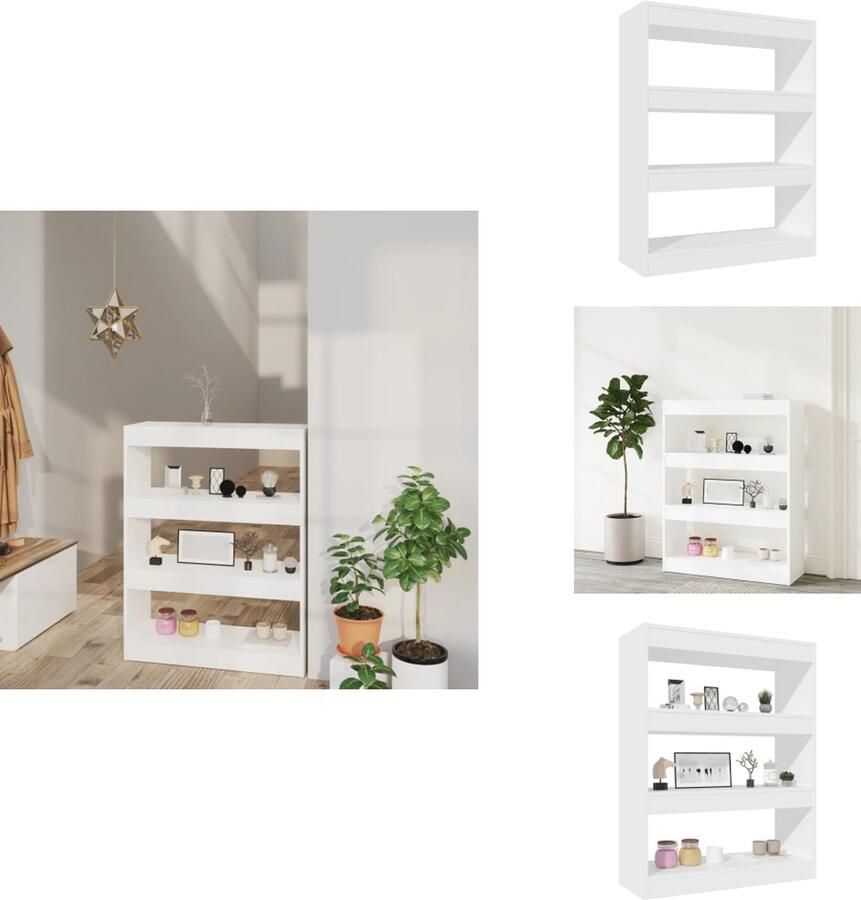 VidaXL Boekenkast Boekenkasten Houten Boekenkast Kamerscherm Boekenkast kamerscherm 80x30x103 cm bewerkt hout wit