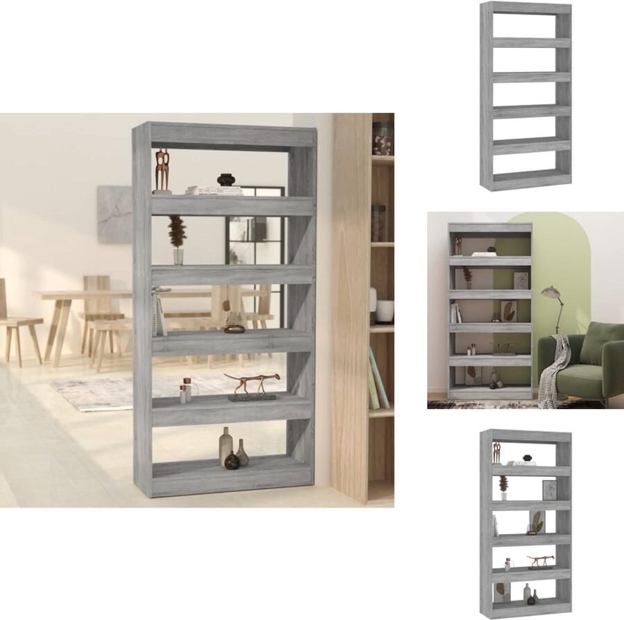 VidaXL Boekenkast Boekenkasten Houten Boekenkast Kamerscherm Boekenkast kamerscherm 80x30x166 cm bewerkt hout grijs sonoma