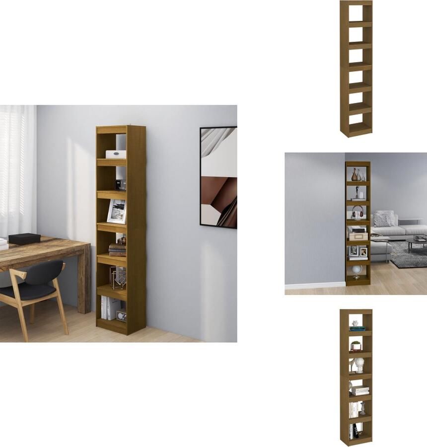 VidaXL Boekenkast Boekenkasten Houten Boekenkast Kamerscherm Boekenkast kamerscherm massief grenenhout honingbruin