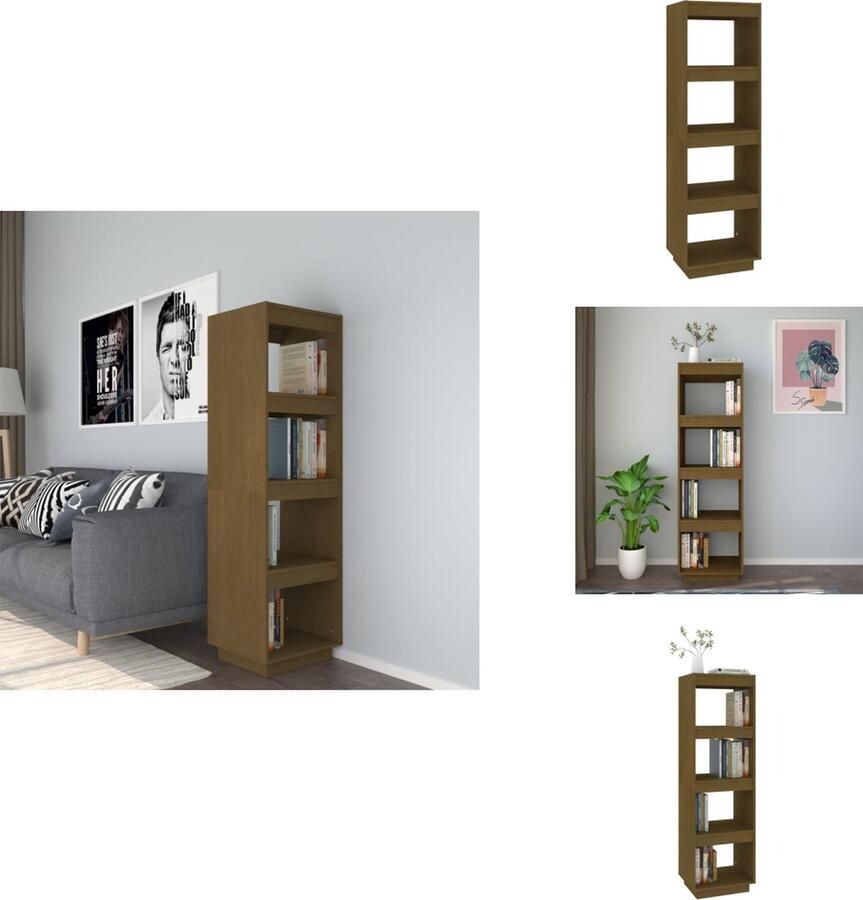 VidaXL Boekenkast Boekenkasten Houten Boekenkast Kamerscherm Boekenkast kamerscherm 80x35x135 cm grenenhout honingbruin - Foto 3