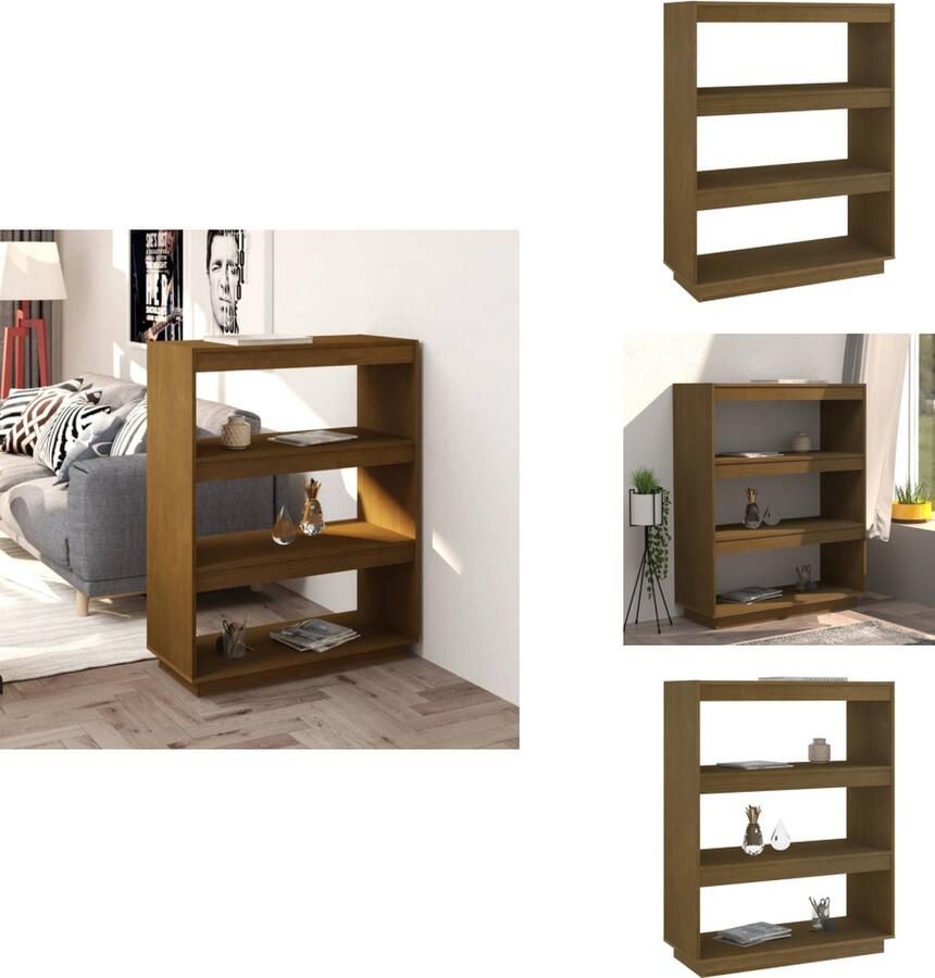 VidaXL Boekenkast Boekenkasten Houten Boekenkast Kamerscherm Boekenkast kamerscherm 80x35x135 cm grenenhout honingbruin - Foto 5