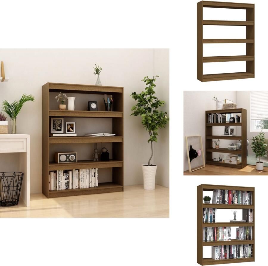 VidaXL Boekenkast Boekenkasten Houten Boekenschap Houten Boekenschappen Boekenkast kamerscherm 100x30x135 5 cm grenenhout honingbruin