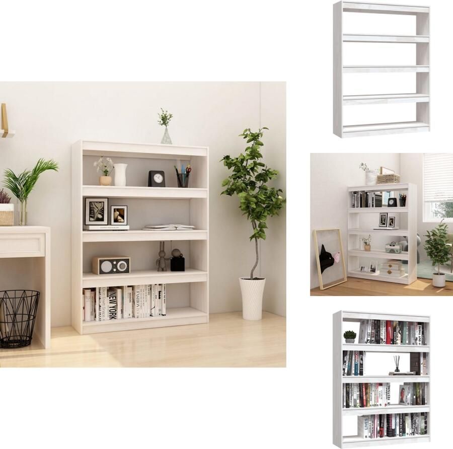 VidaXL Boekenkast Boekenkasten Houten Boekenschap Houten Boekenschappen Boekenkast kamerscherm 100x30x135 5 cm massief grenenhout wit