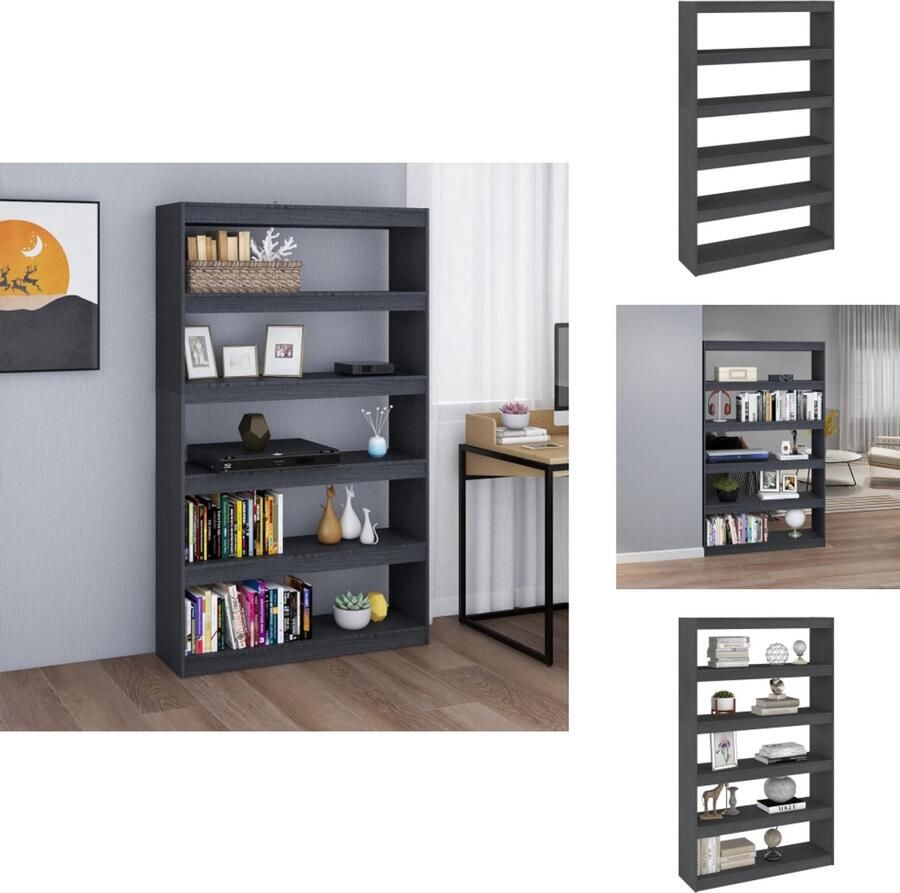 VidaXL Boekenkast Boekenkasten Houten Boekenschap Houten Boekenschappen Boekenkast kamerscherm 100x30x167 5 cm massief grenenhout grijs