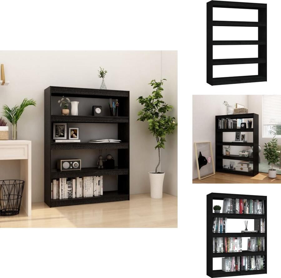 VidaXL Boekenkast Boekenkasten Houten Boekenschap Houten Boekenschappen Boekenkast kamerscherm 100x30x135 5 cm massief grenenhout zwart