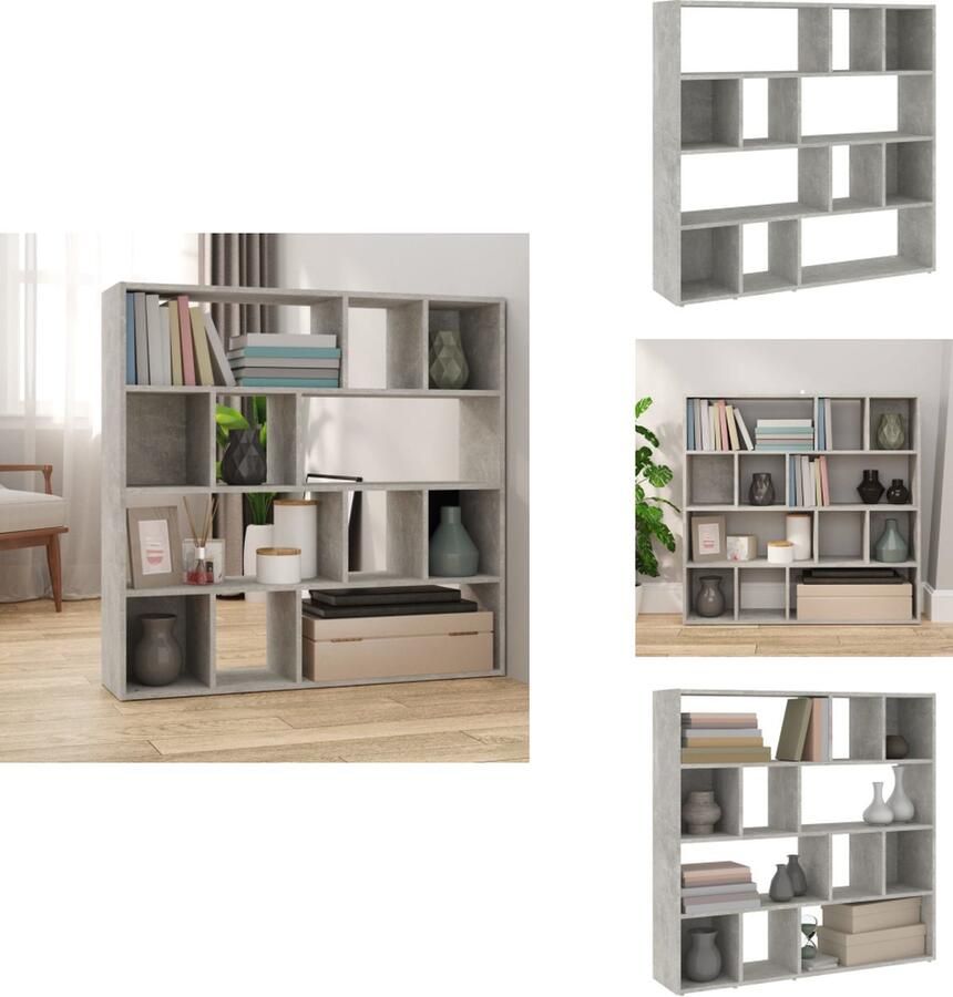 VidaXL Boekenkast Boekenkasten Kamerscherm Kamerschermen Boekenkast kamerscherm 105x24x102 cm betongrijs