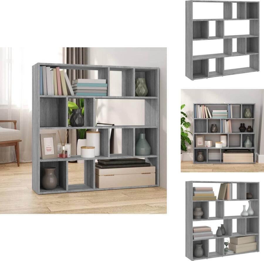 VidaXL Boekenkast Boekenkasten Kamerscherm Kamerschermen Boekenkast kamerscherm 105x24x102 cm grijs sonoma eikenkleurig