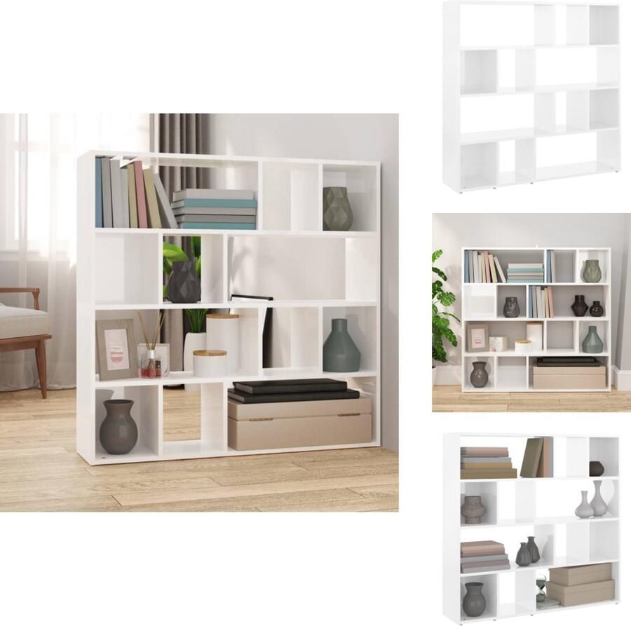 VidaXL Boekenkast Boekenkasten Kamerscherm Kamerschermen Boekenkast kamerscherm 105x24x102 cm hoogglans wit