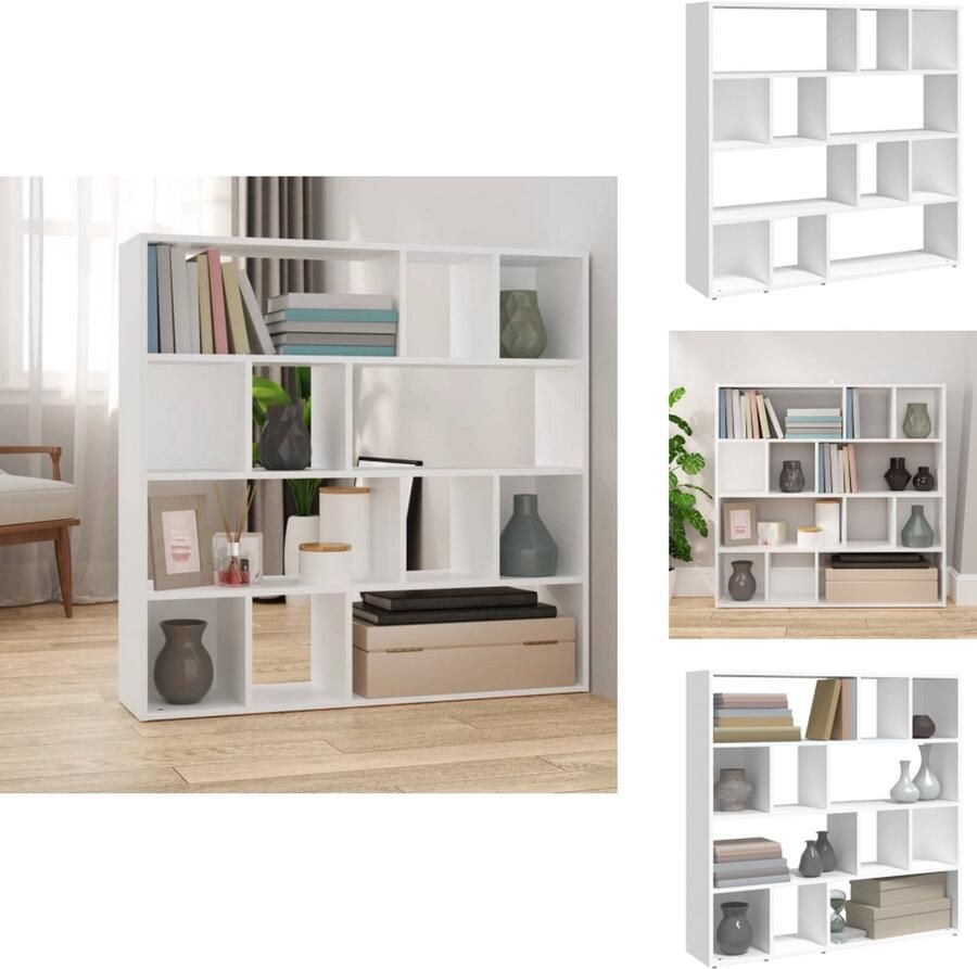 VidaXL Boekenkast Boekenkasten Kamerscherm Kamerschermen Boekenkast kamerscherm 105x24x102 cm wit