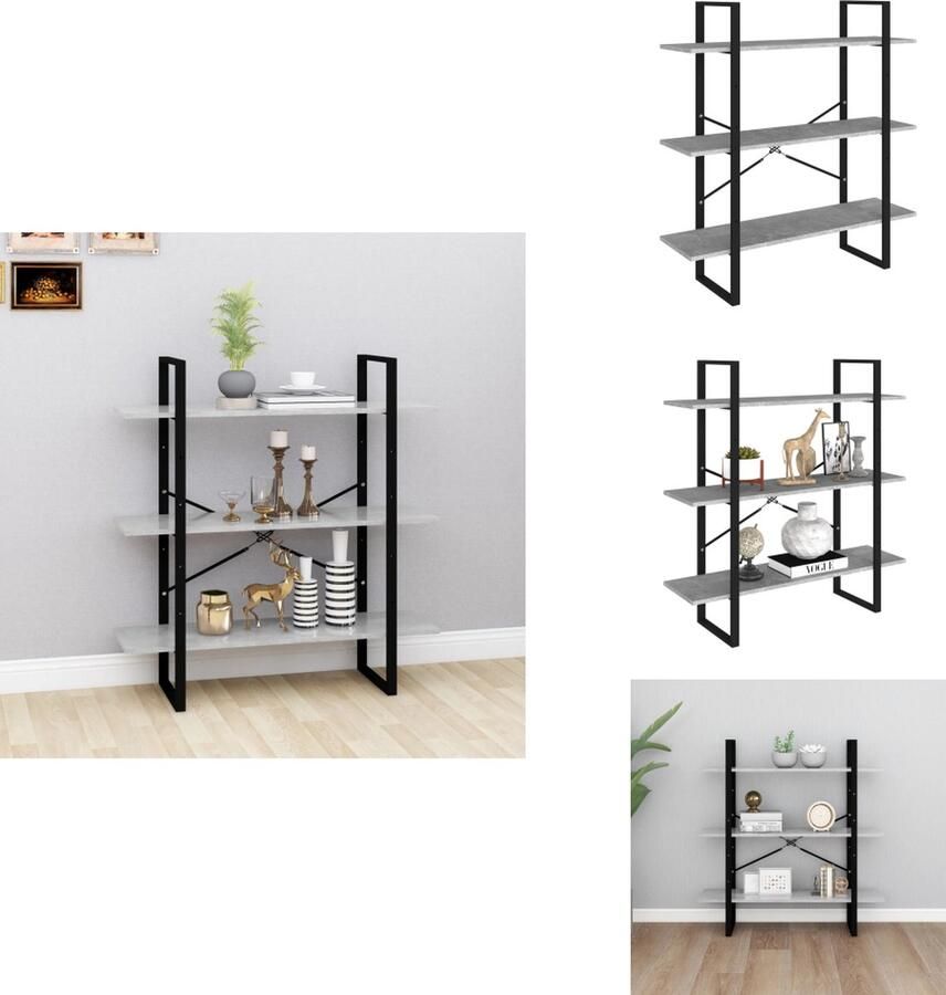 VidaXL Boekenkast Boekenkasten Kast Kasten Boekenkast 100x30x105 cm bewerkt hout betongrijs