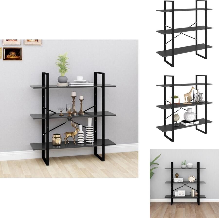 VidaXL Boekenkast Boekenkasten Kast Kasten Boekenkast 100x30x105 cm bewerkt hout grijs