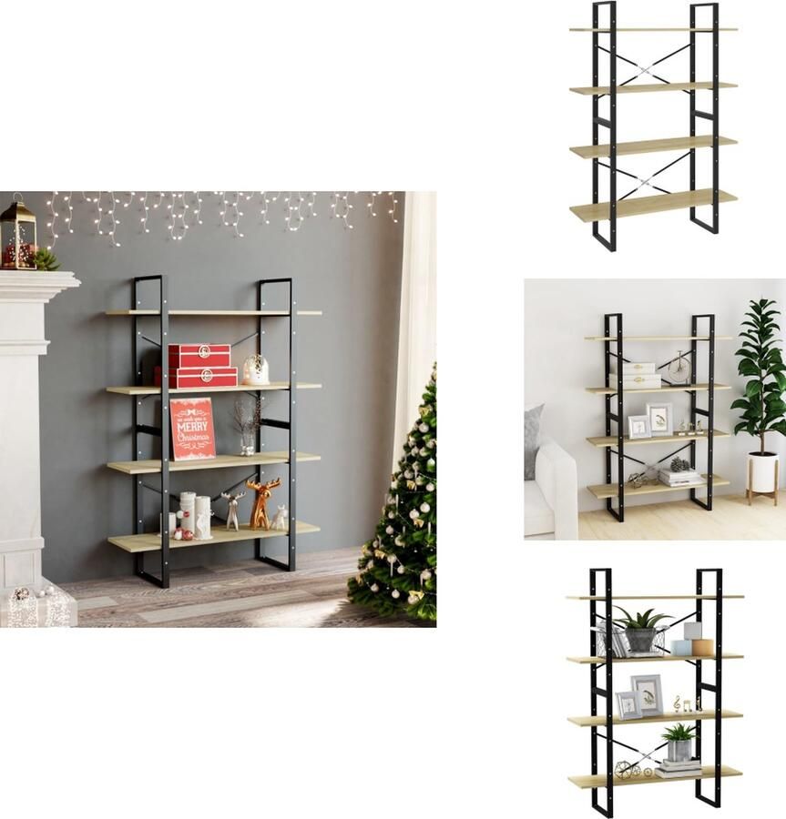 VidaXL Boekenkast Boekenkasten Kast Kasten Boekenkast met 4 schappen 100x30x140 cm spaanplaat sonoma eiken