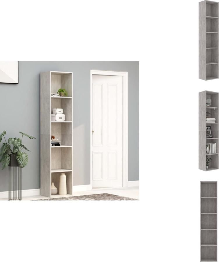 VidaXL Boekenkast Boekenkasten Kast Kasten Boekenkast 40x30x189 cm bewerkt hout betongrijs
