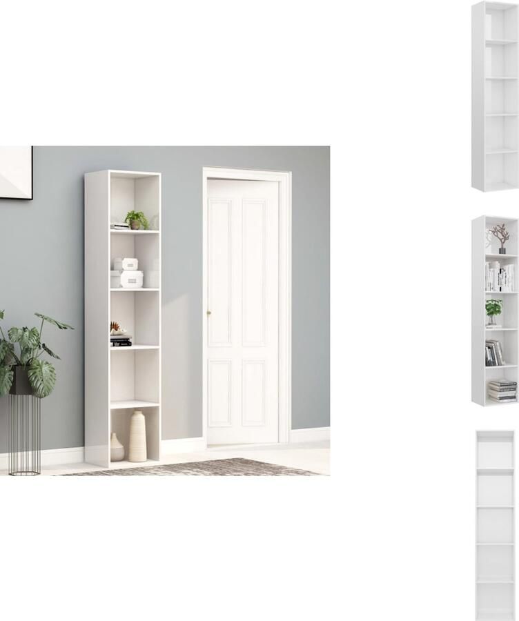 VidaXL Boekenkast Boekenkasten Kast Kasten Boekenkast 40x30x189 cm bewerkt hout hoogglans wit