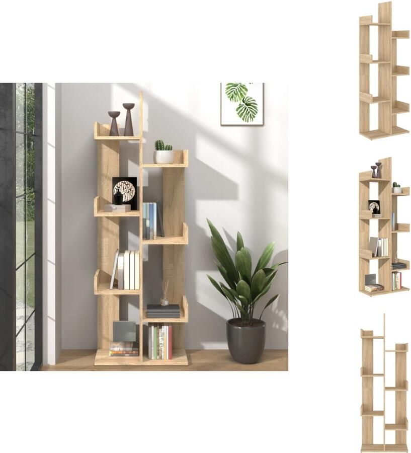 VidaXL Boekenkast Boekenkasten Kast Kasten Boekenkast 48x25 5x140 cm bewerkt hout sonoma eikenkleurig