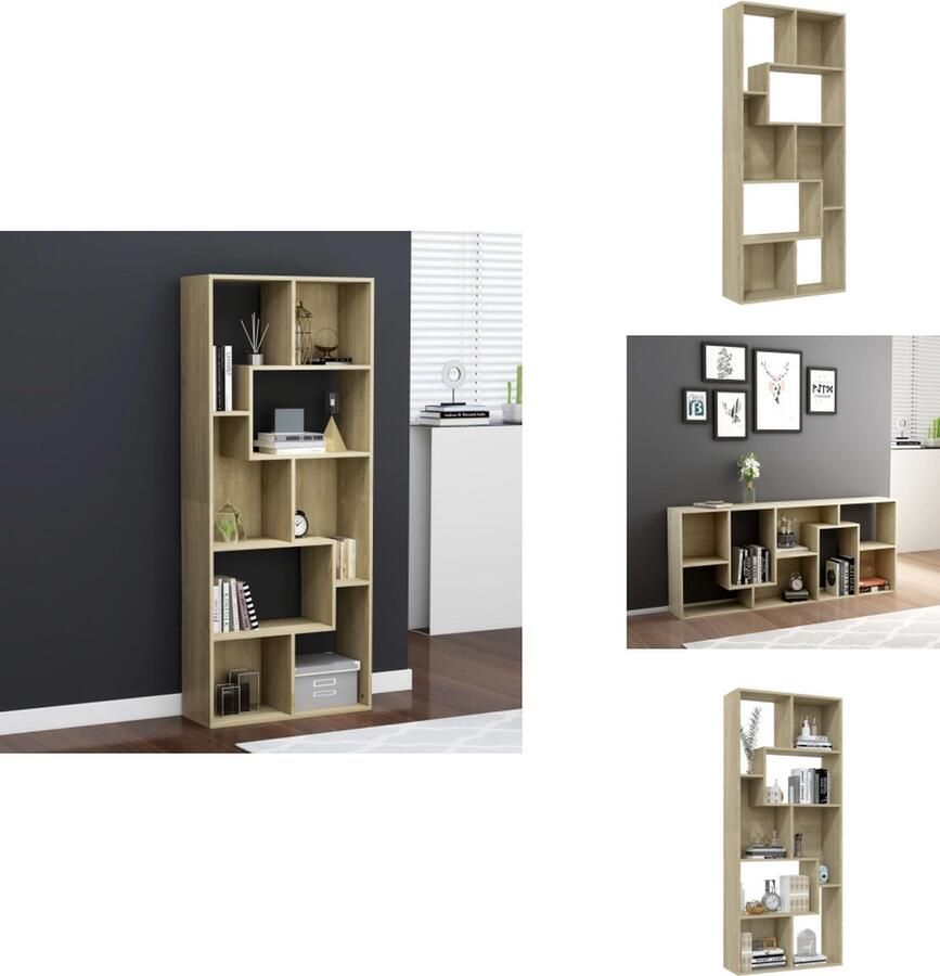 VidaXL Boekenkast Boekenkasten Kast Kasten Boekenkast 67x24x161 cm bewerkt hout sonoma eikenkleurig