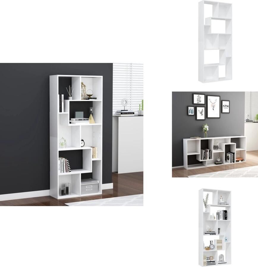 VidaXL Boekenkast Boekenkasten Kast Kasten Boekenkast 67x24x161 cm bewerkt hout wit