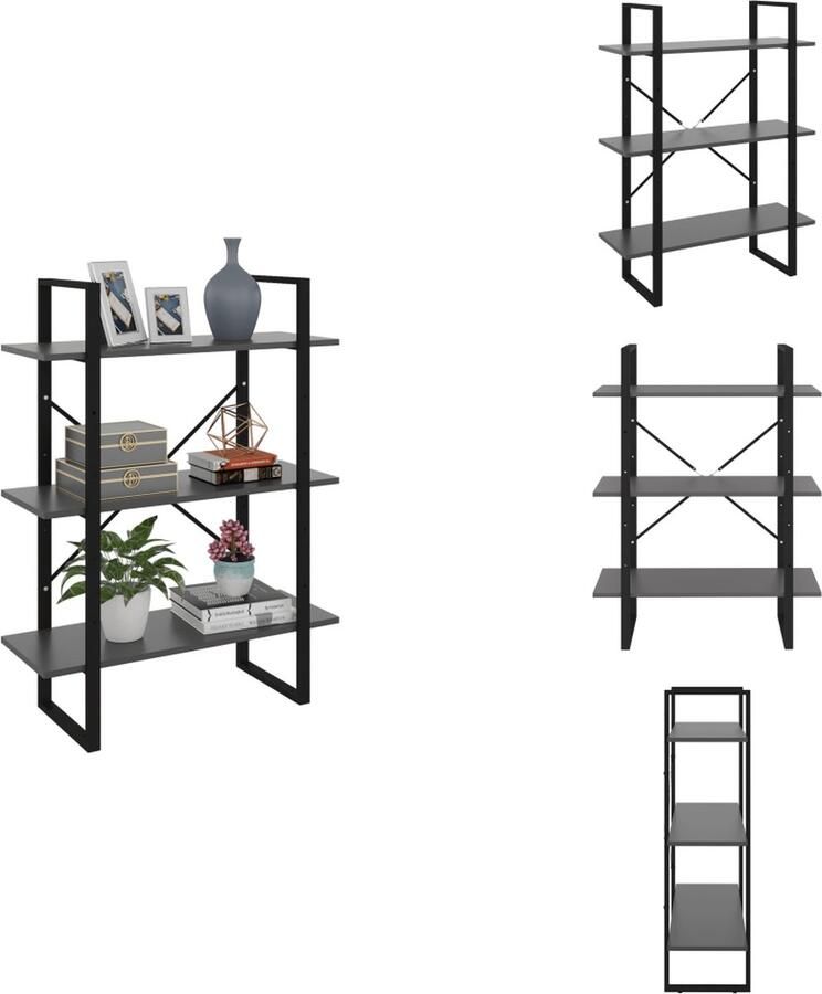 VidaXL Boekenkast Boekenkasten Kast Kasten Boekenkast 80x30x105 cm bewerkt hout grijs