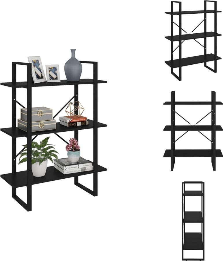 VidaXL Boekenkast Boekenkasten Kast Kasten Boekenkast 80x30x105 cm bewerkt hout zwart