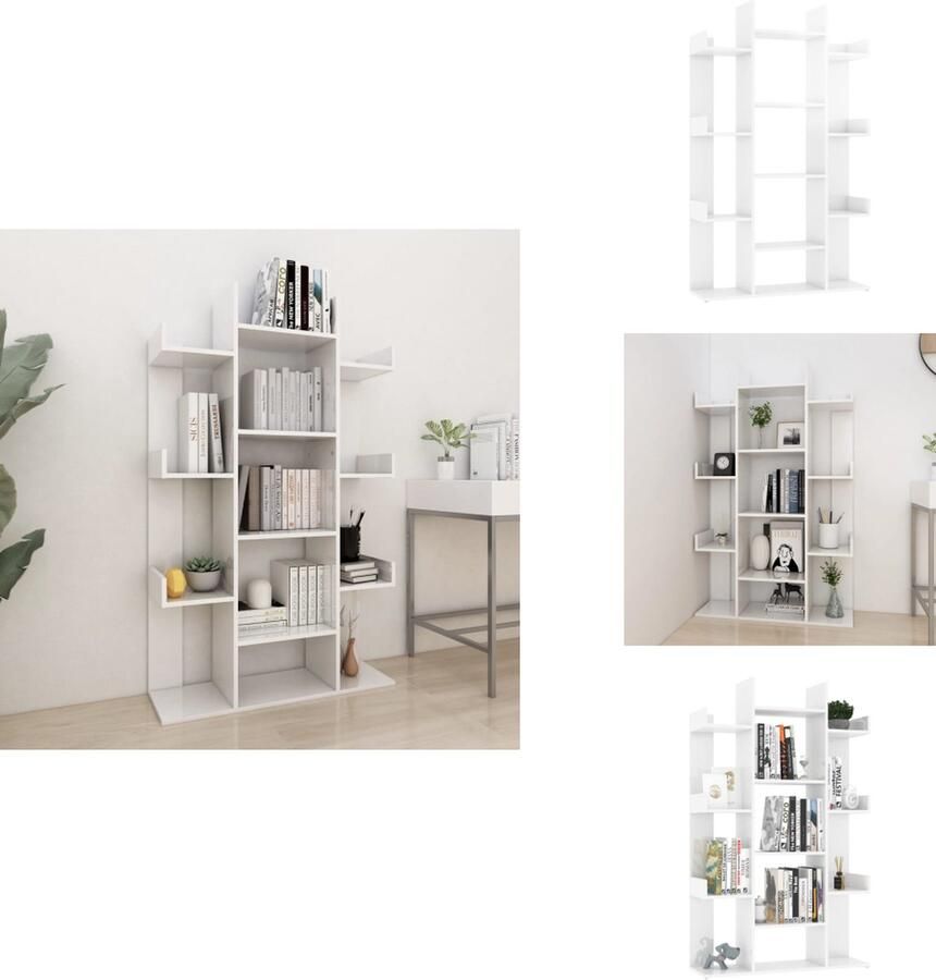 VidaXL Boekenkast Boekenkasten Kast Kasten Boekenkast 86x25 5x140 cm bewerkt hout hoogglans wit
