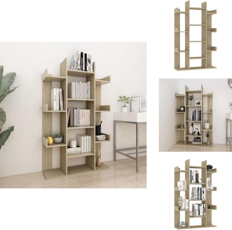 VidaXL Boekenkast Boekenkasten Kast Kasten Boekenkast 86x25 5x140 cm bewerkt hout sonoma eikenkleurig