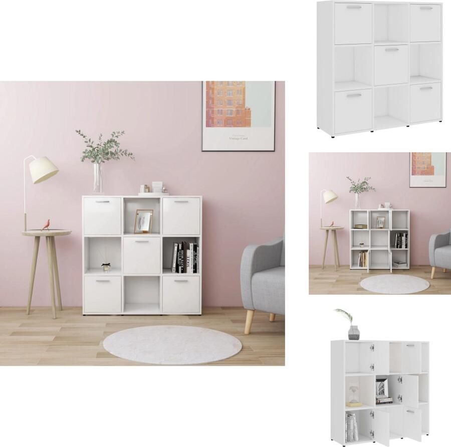 VidaXL Boekenkast Boekenkasten Kast Kasten Boekenkast 90x30x90 cm bewerkt hout wit