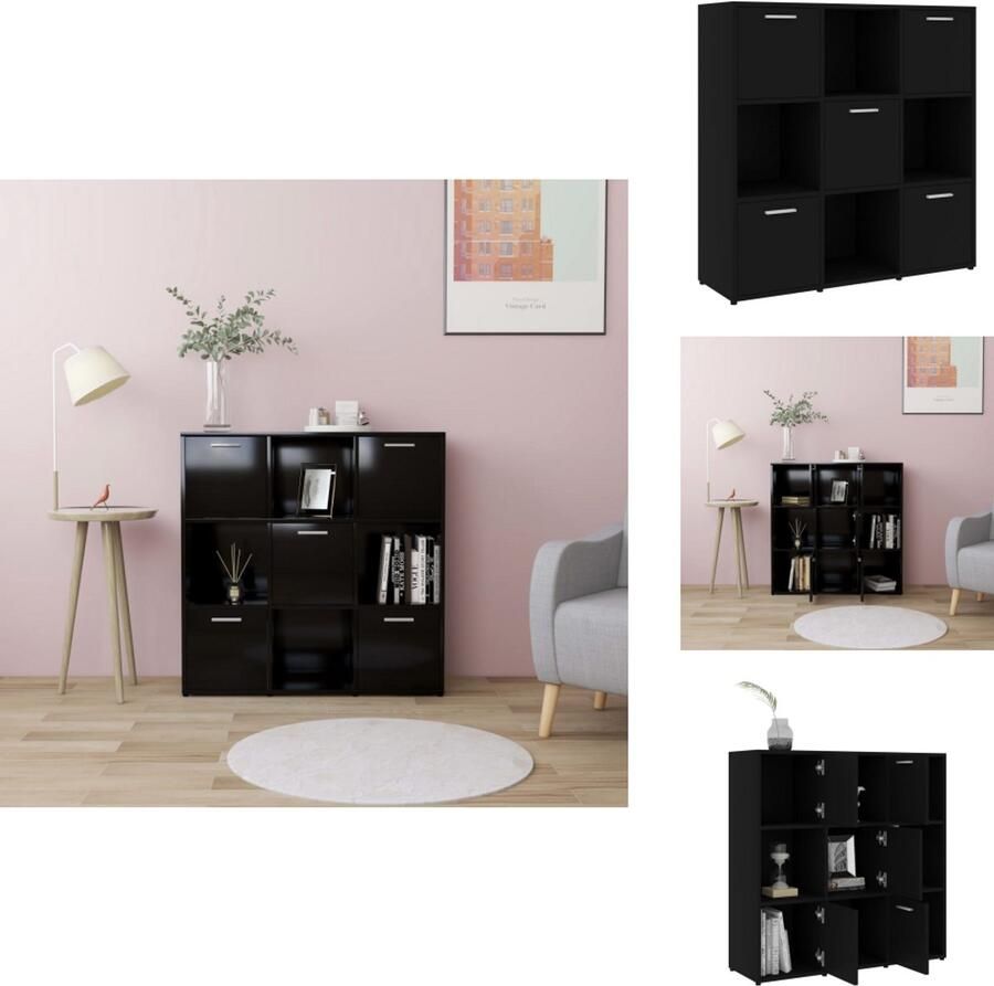 VidaXL Boekenkast Boekenkasten Kast Kasten Boekenkast 90x30x90 cm bewerkt hout zwart
