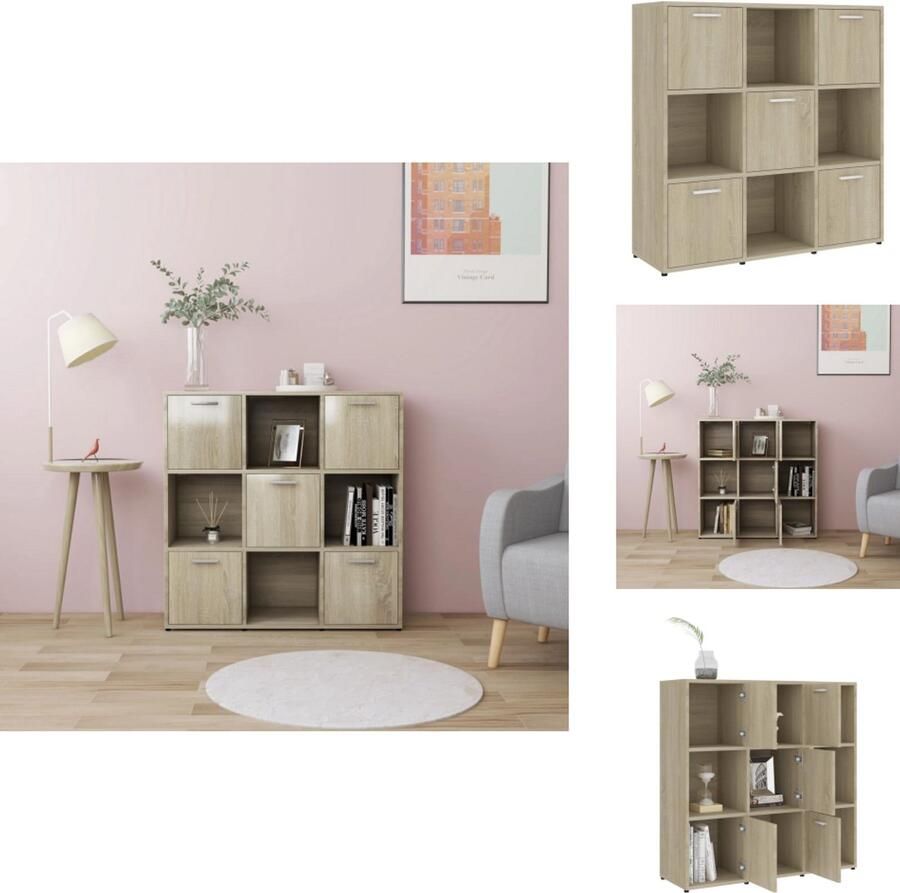 VidaXL Boekenkast Boekenkasten Kast Kasten Boekenkast 90x30x90 cm spaanplaat sonoma eikenkleurig