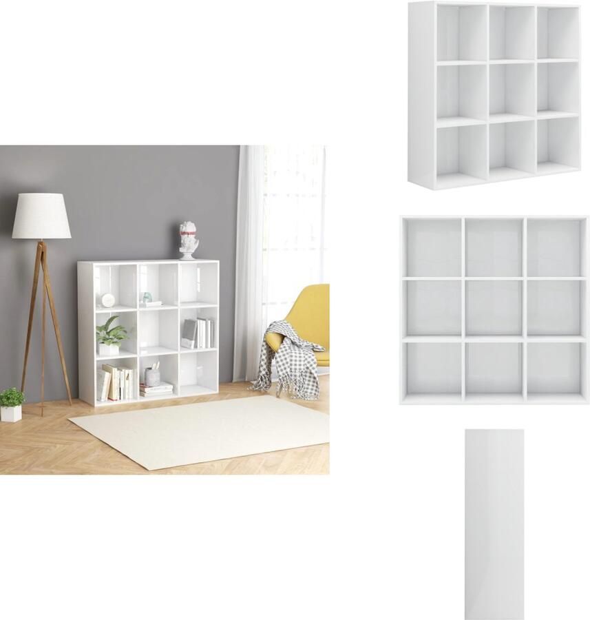 VidaXL Boekenkast Boekenkasten Kast Kasten Boekenkast 98x29x97 5 cm bewerkt hout hoogglans wit