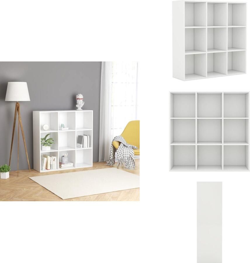 The Living Store Boekenkast 98x29x97 5 cm bewerkt hout wit Boekenkast Houten Boekenkast Witte Boekenkast Boekenplank Opslagruimte - Foto 2