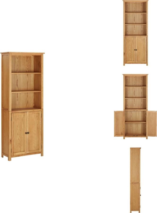 VidaXL Boekenkast Boekenkasten Kast Kasten Boekenkast met 2 deuren 70x30x180 cm massief eikenhout