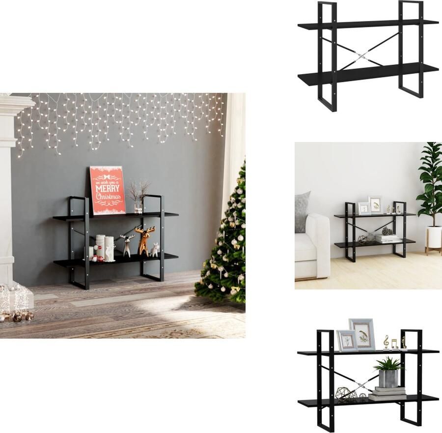 VidaXL Boekenkast Boekenkasten Kast Kasten Boekenkast met 2 schappen 100x30x70 cm spaanplaat zwart - Foto 2