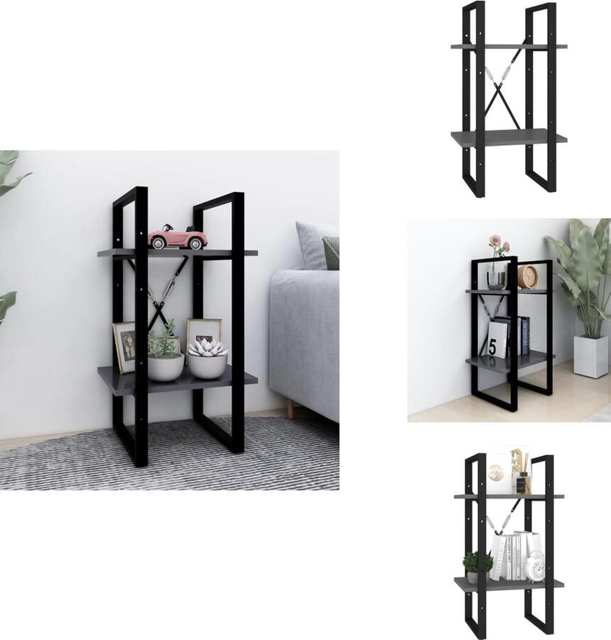 VidaXL Boekenkast Boekenkasten Kast Kasten Boekenkast met 2 schappen 40x30x70 cm bewerkt hout grijs