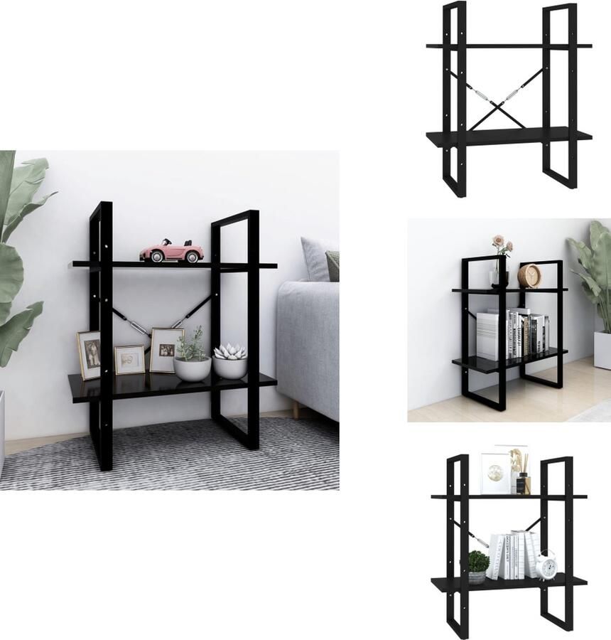 VidaXL Boekenkast Boekenkasten Kast Kasten Boekenkast met 2 schappen 60x30x70 cm bewerkt hout zwart