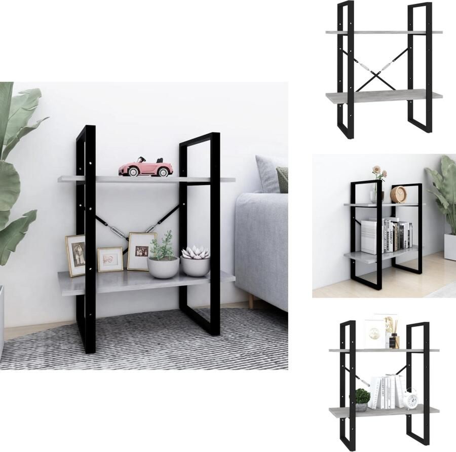 VidaXL Boekenkast Boekenkasten Kast Kasten Boekenkast met 2 schappen 60x30x70 cm bewerkt hout betongrijs