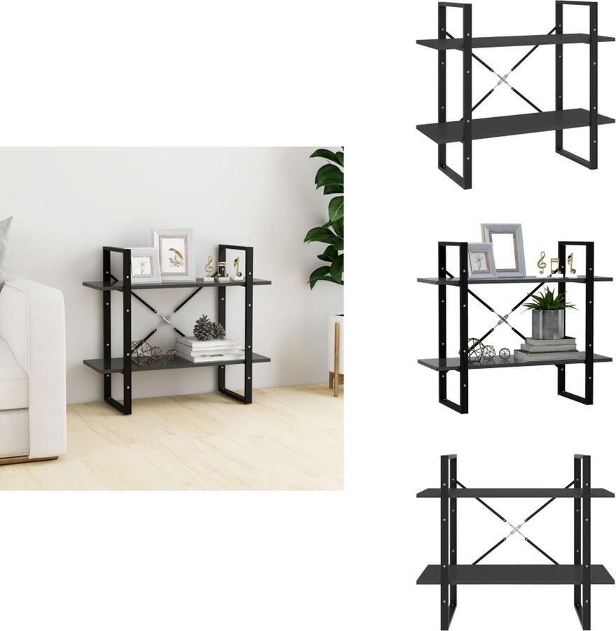VidaXL Boekenkast Boekenkasten Kast Kasten Boekenkast met 2 schappen 80x30x70 cm spaanplaat grijs
