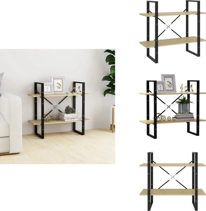 VidaXL Boekenkast Boekenkasten Kast Kasten Boekenkast met 2 schappen 80x30x70 cm spaanplaat sonoma eiken